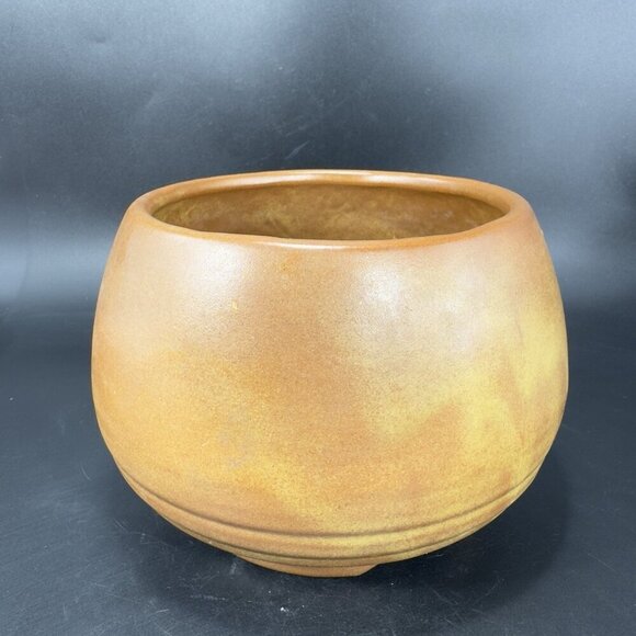 Vintage Footed Flower Pot Planter Bowl Pottery Brown Glaze MCM Decorative Decor - Picture 13 of 14